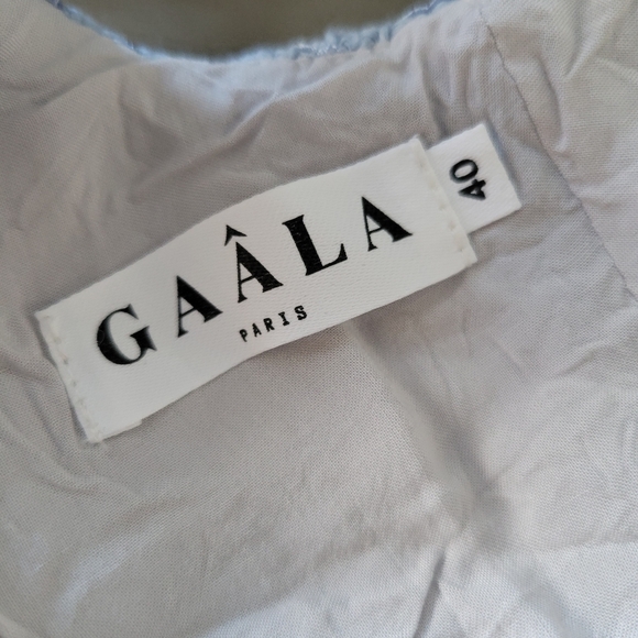 Gaala Paris Tweed Blue Bustier Cropped Bra Tank Top Button Back Dainty Chic 40 S - Picture 10 of 13